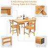 5-Piece Dining Set Bamboo Dining Table & 4 Chairs kitchen Furniture Waterproof