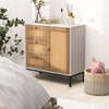 Rattan Buffet Cabinet Storage Sideboard Bar Accent Cabinet 1 Door and 3 Drawers