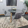 Dining Table Set Of 4 Round Grey Dining Table And 4 Grey Velvet Tufted Chairs