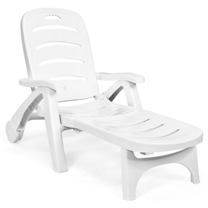 Folding Chaise Lounge Chair Adjustable Patio Reclining Chair Outdoor Sun Lounger