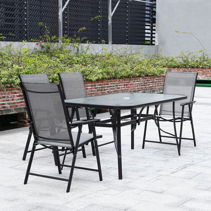 2/4/6 Seaters Patio Furniture Set Metal Indoor Outdoor Garden Table Chairs Black