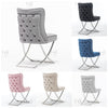 Vanquish Premium Button Back Velvet Dining Chair Brampton Cross Legs Chrome 2023