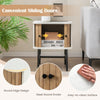 Wood Sofa Side Table Nightstand Compact End Table Storage Cabinet w/Sliding Door