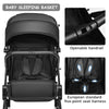 Foldable Baby Stroller Pushchair Pram Toddler Buggy Adjustable Backrest Footrest