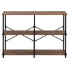3-Tier Console Table Wodd Sofa Table Steel Frame Industrial Storage Shelf Brown