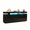 Modern TV Stand High Gloss Unit Cabinet With RGB LED Light 2 Doors & 3 Drawers