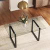 Glass Top Dining Table with Black Metal Legs Stand Modern Furniture Kitchen Bar