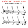 2 Pack Stainless Steel 15 Hooks Coat Clothes Door Holder Rack Hook Wall Hanger