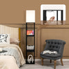 Modern Floor Lamp Bedroom Standing Shelf Light w/ USB Port & 3 Storage Shelves