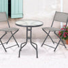 3pc Grey Outdoor Garden Metal Folding Table Chairs Furniture Set Patio Coffee