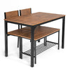 4PCS Dining Table & Chair Set Kitchen Furniture W/ Storage Bench Space-Saving