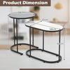 Nesting Coffee Tables Set of 2 Modern Snack End Table Faux Marble Top Side Table