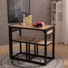 3 Piece Compact Dining Table & 2 Chairs Set Wooden Metal Legs Kitchen Bistro Set