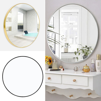 Bathroom Bedroom Round Mirror Metal Frame Wall Mount Vanity Mirror 40/50/60/80cm