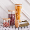 4PC Glass Storage Jars with Bamboo Lids Modern Kitchen Food Storage Airtight UK