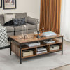 Industrial Coffee Table Wooden Cocktail Center Table with Storage Shelf