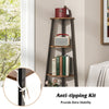 4-Tier Corner Ladder Shelf Industrial Bookshelf Freestanding Plant Display Rack