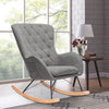 Grey Rocking Lounge Chair Relaxing Recliner Armchair Padded Seat Wooden Legs