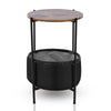 Side Table Sofa End Tables w/Antique Wood Tabletop Fabric Storage Living Room