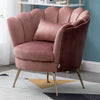 Nordic Style Curved Shell Back Tub Chair Armchair Padded Velvet Fabric Metal Leg
