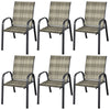 Set of 6 PE Wicker Stackable Chairs Garden Patio Armchairs Bistro Chair Seats