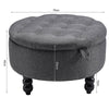 Round Chesterfield Deep Buttoned Pouffe Storage Ottoman Coffee Table Footstool