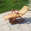 Noise Free Bamboo Rocking Chair Sun Lounger Stable Foot Headrest Indoor Outdoor