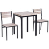 3 Pcs Compact Dining Table 2 Chairs Set Wooden Metal Legs Kitchen