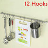 12 Hooks Stainless Steel Kitchen Wall Mounted Bathroom Utensil Hanging Rack Tool