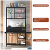 XL Vintage Industrial Bookcase Tall Shelf Metal Display Unit with Cabinet & Rack