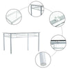 Glass Dining Table and Chairs Silver Iron Legs 1 Table 4 Chairs MDF Stools