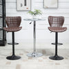 Bar Stools Set of 2 Adjustable Height Swivel PU Leather Bar Chairs Brown