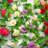2 x8Ft Artificial Fake Silk Rose Flower Ivy Vine Garland Wedding Party 9 Colours