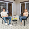 3PCS Patio Furniture Set Outdoor PE Rattan Woven Patio Chairs Set W/ Glass Table