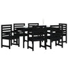 7 Piece Garden Dining Set Black Solid Wood Pine D6C7