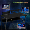 Gaming Computer Table w/ Shelf & Cup Holder Laptop Desk Office Workstation Black