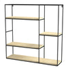 4 Tier Square Wall Storage Unit Retro Wooden Industrial Style Metal Shelf Rack