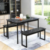 Industrial Wooden Dining Table Set 2 Bench Home Kitchen Furniture Patio Outdoor