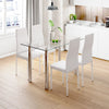 120cm Glass Dining Table 4 Chairs Faux Leather Kitchen Home Furniture Restaurant