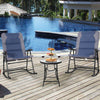 3 PCS Folding Garden Patio Bistro Set Rocking Padded Chairs Glass Coffee Table