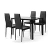 5 Pieces Dining Table Set for 4 Tempered Glass Dining Table 4 Faux Leather Chair