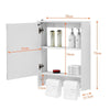 Bathroom Cabinet Mirror LED Storage 1 Door 2 Shelf Towel Hanger Wall-mounted