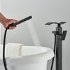 Black Waterfall Freestanding Bath Tub Mixer Taps Hand Shower Bathroom Taps Set