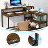 Vintage Office Computer Desk Study Writing Table with Monitor Riser& 2Tier Shelf