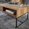 Coffee Table Storage Organiser Oak Effect Industrial Metal Living Room Furniture