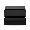 LED Bedside Table Chest of Drawer with 2 Drawers High Gloss with USB Light Black