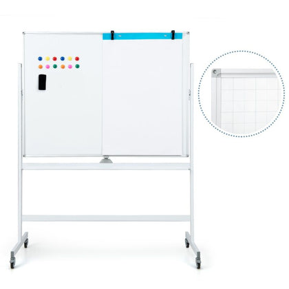 Rolling White Board Reversible Dry Erase Board Adjustable Magnetic Whiteboard