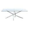 Rectangle Glass Coffee Table with Chrome Cross Legs Modern Living Room Furniture