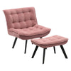 Upholstered Velvet Tufted Accent Chair Tub Armchair Lounge Sleep Sofa With Stool