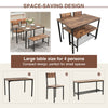 4pcs Dining Table Set 2xChairs 1xDining table 1xBench Breakfast Metal Furniture